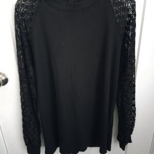 Elegant Black Lace Sleeve Women's Top